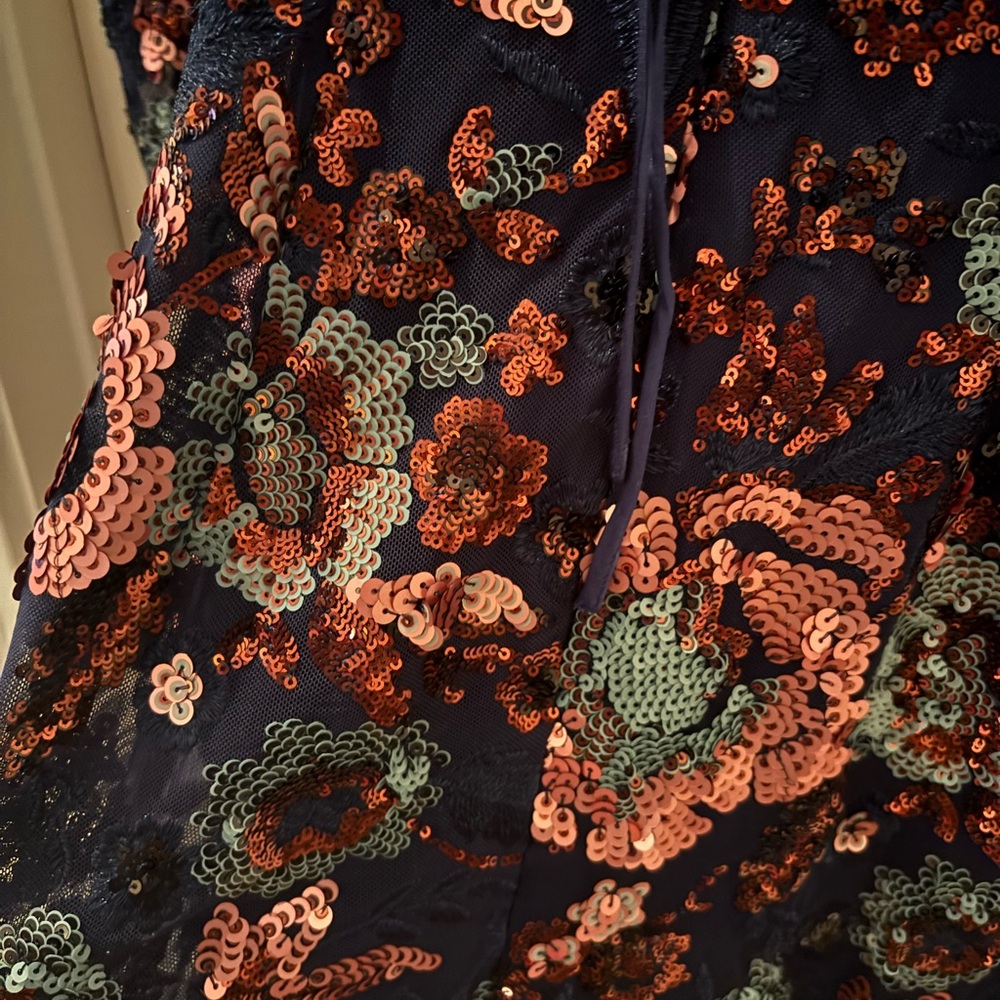 Anthropologie Floral Sequin Long Sleeve Mini Dress - Picture 15 of 16